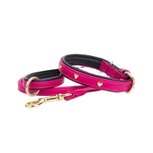 Collier de chien en cuir souple fait à la main coeur goujon exclusif motif solide fabricant direct fournisseur toutes les tailles disponibles Rivet - Product Image 3