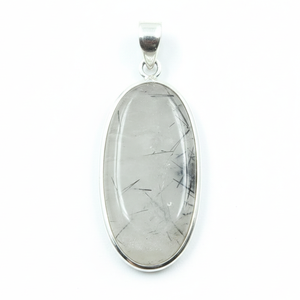 <b>Top</b> Quality Black Rutile Quartz Oval Pendant 925 Silver <b>Rose</b> Gold Yellow Gold Plated Handmade Gemstone Jewelry Minimalist Design - Product Image 1