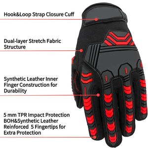 Gants de mécanicien en cuir synthétique haute résistance, protection contre les chocs, haute dextérité, réduction des vibrations, compatibles écrans tactiles - Product Image 3