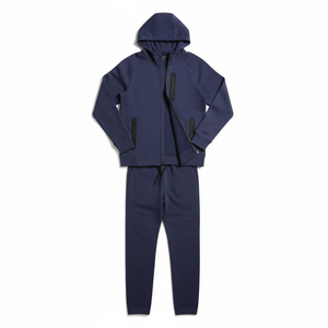 Mens Slim Fit Tracksuit <b>Zip</b> Hoodie Jogger Set Cotton Sportswear Custom Tracksuit Manufacturer - Product Image 4