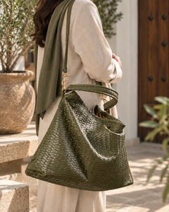 Handwoven Genuine Cow Leather Woven Tote <b>Bag</b> Women Large Shoulder Hobo <b>Bag</b> Zipper Crossbody Strap Wholesale Bulk - Product Image 5