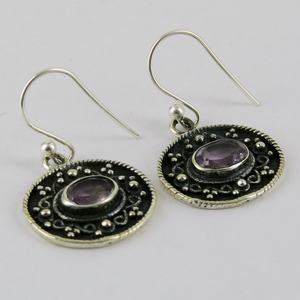 Pendientes de Plata de Ley 925 con Amatista Love Power, Estilo Bohemio, Engastados en Bisel, Joyería de Regalo para Mujer - Product Image 3