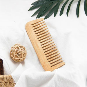 Brosses à cheveux en bois de neem et bambou avec logo personnalisé, vente en gros, peigne large, brosse démêlante en bambou pour cheveux bouclés - Product Image 5