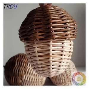 Décoration d'intérieur en forme de gland en rotin tressé fait main, ornement en osier naturel pour étagères, tables, manteaux de cheminée et aménagement intérieur rustique - Product Image 4