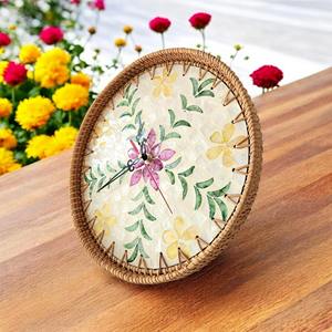 Grande horloge murale décorative en rotin, accessoires pour salon et couloir, horloges tissées à la main les plus vendues - Product Image 6