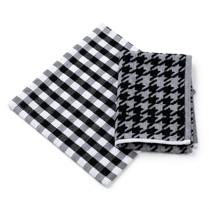 Paños de Cocina Reutilizables Cuadrados de 30x30 cm, Diseño a Cuadros Blanco y Negro, 100% Algodón, para Uso Diario - Product Image 1