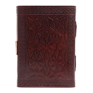Carnet de notes vintage en cuir à couverture rigide, à feuilles mobiles, avec motif triple lune et pierre de cristal Troisième Œil – Carnet de croquis vierge pour voyages - Product Image 3
