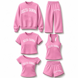Ensemble décontracté rose Delta Gamma pour femme : sweat-shirt à col rond, pantalon, short, débardeur, t-shirt en polaire toutes saisons, coupe classique - Product Image 6