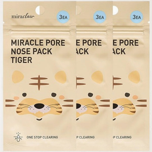 Bandes nasales Miracleare coréennes Miraclair Miracle Pore Tiger, 3 feuilles, fabriquées en Corée, blanches - Product Image 4
