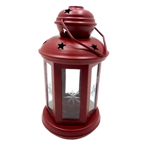 Farol colgante de hierro para interiores, elegante linterna decorativa de lujo hecha a mano con acabado en polvo, color rojo mate, oferta - Product Image 1