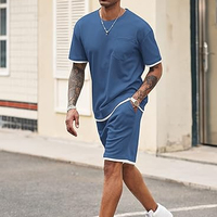 Ensemble streetwear décontracté pour homme en tissu éponge respirant, t-shirt et short cargo, été, OEM ODM, vente en gros, polyester/coton