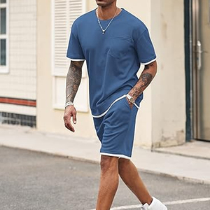 Mens Casual Cotton <b>Set</b> Manufacturer T Shirt Cargo Shorts Summer OEM ODM Bulk Wholesale - Product Image 2