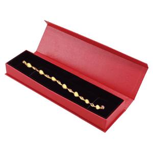 กล่องใส่เครื่องประดับกำไลข้อมือรูปดอกกุหลาบสีทองแบบยาว พร้อมพื้นผิวกระดาษหรูหราและภายในบุผ้ากำมะหยี่ ขนาด 220x60x28 มม. - Product Image 1