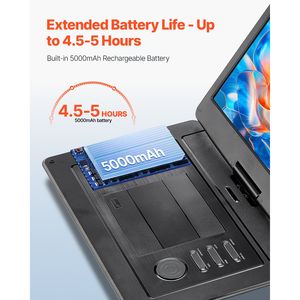 Écran portable HD pivotant de 15,6 pouces pour lecteur DVD, batterie rechargeable 4,5-5H, double haut-parleur, prise en charge de la synchronisation TV, format VCD - Product Image 3