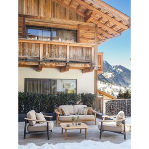 Modern Teak <b>Wood</b> Outdoor <b>Sofa</b> Set Minimalist Patio Lounge Furniture for Villa Resort Hotel - Product Image 4