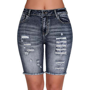 Jean en denim décontracté pour homme, de haute qualité, de marque, à jambe large, motif léopard, bleu clair délavé, avec déchirures et franges, style urbain Hip Hop - Product Image 1