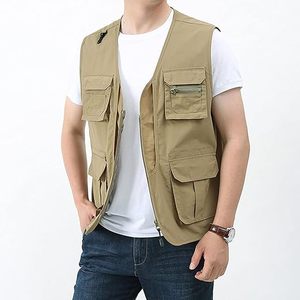 เสื้อกั๊กตกปลาผู้ชายแบบหลายกระเป๋า เสื้อกั๊กอเนกประสงค์กลางแจ้ง เสื้อกั๊กยุทธวิธีพรีเมียมแบบหลายกระเป๋า เสื้อกั๊กตกปลาซาฟารีน้ำหนักเบา - Product Image 3