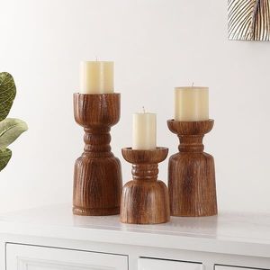 Rustic Wooden <b>Candle</b> Holder Stand for Farmhouse Interior Decoration Dining Table Centerpiece Wedding Party and Holiday Decor - Product Image 1