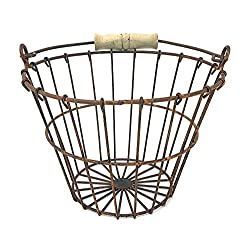 Panier de rangement décoratif en fil métallique avec poignée en bois, style rustique moderne, pour décoration intérieure, centre de table de salon - Product Image 3