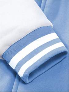 Men's Light Blue Varsity <b>Jacket</b> With <b>White</b> Sleeves Embroidered Letter J Preppy Style Autumn Outerwear Regular Fit - Product Image 5