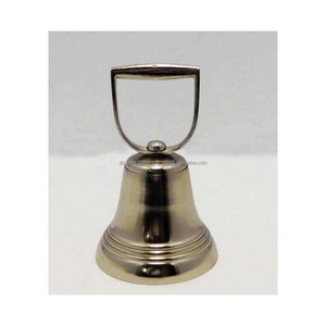 Campana de mano de metal hecha a mano con Acabado niquelado forma redonda diseño simple excelente calidad para precio al por mayor religioso - Product Image 1