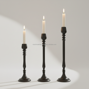 Bougeoir décoratif en aluminium de luxe en métal support de couleur noire salon mariage décor à la maison qualité d'exportation - Product Image 1