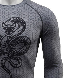 Camiseta deportiva de compresión de cintura alta para hombre, de secado rápido, elástica, de manga corta, con estampado para culturismo. - Product Image 3