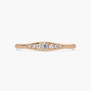 10K/14K/18K Gold Graduated Lab Grown Diamond <b>Ring</b> Minimalist <b>Stacking</b> Band Pinky <b>Ring</b> Tapered Pave Set Band Everyday Luxury Gift - Product Image 2