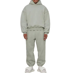 Ensemble de survêtement à capuche pour homme, couleur unie, en coton, coupe ample, pantalon de jogging décontracté, manches longues, coupe ample, vêtements d'automne - Product Image 1