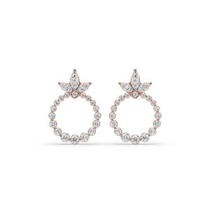 Pendientes de Diamantes Cultivados en Laboratorio de Corte Marquise Redondo de Lujo de 0.88Ct, Oro de 14KT, Diseño Único Multiforma, Joyería Ligera de Boutique - Product Image 1