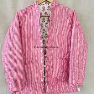 Chaqueta de algodón acolchada vintage hecha a mano, chaqueta de algodón vintage Jaipuri de manga larga - Product Image 3