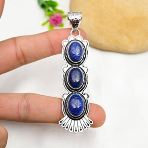 Colgante de Lapislázuli, Aleación de Cobre, Gema, Joyería Hecha a Mano, Alta Calidad, Certificado IGI, Elegante Collar para Boda - Product Image 1