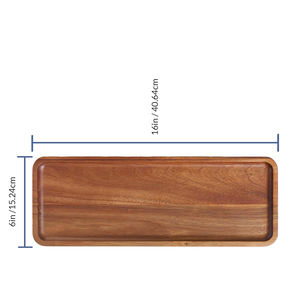 Ensemble de 3 plateaux de service modernes en bois d'acacia écologiques faits à la main, plateaux décoratifs rectangulaires sans danger pour les aliments avec poignées surélevées pour la maison - Product Image 4