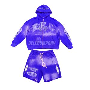 Conjunto de Sudadera y Pantalones Personalizados de 420GSM con Lavado Ácido para Hombre, Tallas Grandes, Corte Holgado, Sudadera Corta con Bordado OEM - Product Image 4