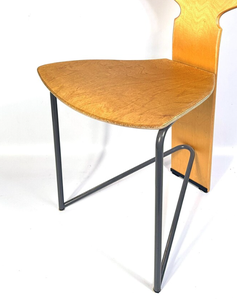 Designer Plywood Side <b>Chair</b> Unique Curved Backrest And <b>Industrial</b> Metal Base Restaurant And Office Furniture Direct Manufacture - Product Image 2