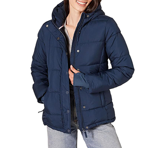 Chaqueta Acolchada con Capucha Rosa para Mujer, Abrigo Grueso de Invierno con Manga Larga - Product Image 1