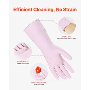 2 paia di guanti per la pulizia antiscivolo grandi riutilizzabili guanti per lavastoviglie per uso domestico - Product Image 3