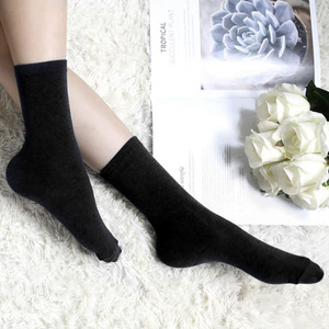 Made in Korea Women's Extended Length Solid Crew <b>Socks</b> 5 Pairs Set K02 Cotton <b>Polyester</b> Polyurethane 4-Season Use - Product Image 2