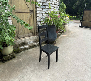 YUSHAN Black Solid Wood <b>Ladder</b> Back Dining Chair with Modern Design for Dining Room Seating Model YS-DC-08 - Product Image 4