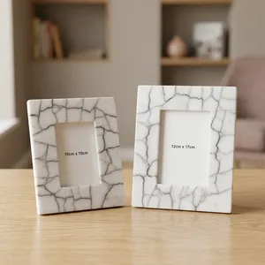 Handmade Stone Photo <b>Frame</b> Rectangular Vertical Tabletop Decorative Picture <b>Frame</b> <b>White</b> Agate quartz Modern Home Display - Product Image 4