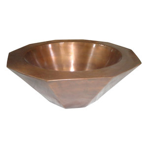 Évier de salle de bain en cuivre à double paroi, forme décagonale - Product Image 4