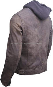 Veste à capuche en cuir de vachette véritable personnalisable pour hommes Maillot de moto résistant à l'eau et au vent pour hommes - Product Image 3