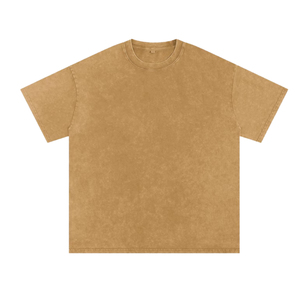 Camiseta de Algodón Oversize Lavada Estilo Vintage, de Alto Gramaje, Estilo Urbano, Lisa, Color Marrón Camel, con Logotipo Personalizado OEM, Alta Calidad, Unisex, de Moda - Product Image 1