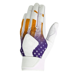 Gants de frappe en cuir blanc de qualité supérieure avec motif étoiles violettes et oranges, respirants, à enfiler, unisexes, pour entraînement adulte - Product Image 2
