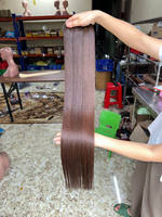 Extensions de cheveux humains vietnamiens lisses et raides, bruts, double trame machine, pointes épaisses, couleur marron, 100 grammes
