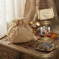 Pochette brodée perlée avec cordon de serrage, sac en soie fait main pour bijoux, cosmétiques, cadeaux, mariages, fêtes, Nouvel An chinois