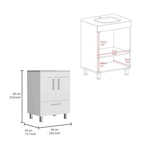 Mobile Bagno Singolo Velloc Bianco con Armadietto a Doppia Anta e Un Cassetto - Product Image 3