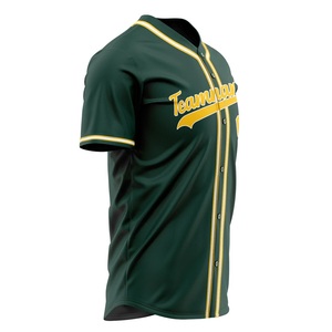 Camiseta de Béisbol Verde Personalizada para Hombre, Manga Corta, con Botones, Nombre del Equipo 00, Impresión, Poliéster que Absorbe la Humedad, Corte Regular para Adultos - Product Image 2