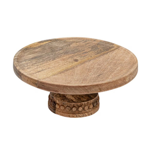 Handcrafted Scalloped Wood <b>Cake</b> Stand Vintage Beaded Pedestal Eco-Friendly Mango Wood Server for <b>Wedding</b> Parties Home Use - Product Image 5