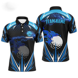 Polo de golf bleu pour homme RICSA INTERNATIONAL, col rond, imprimé par sublimation, polyester à séchage rapide, logo personnalisé, design sur le devant - Product Image 5